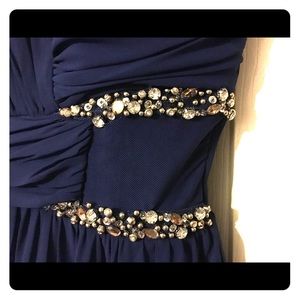 Navy over the shoulder Formal Dress